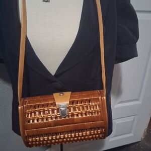 Chic Tan WICKER Shoulder Bag